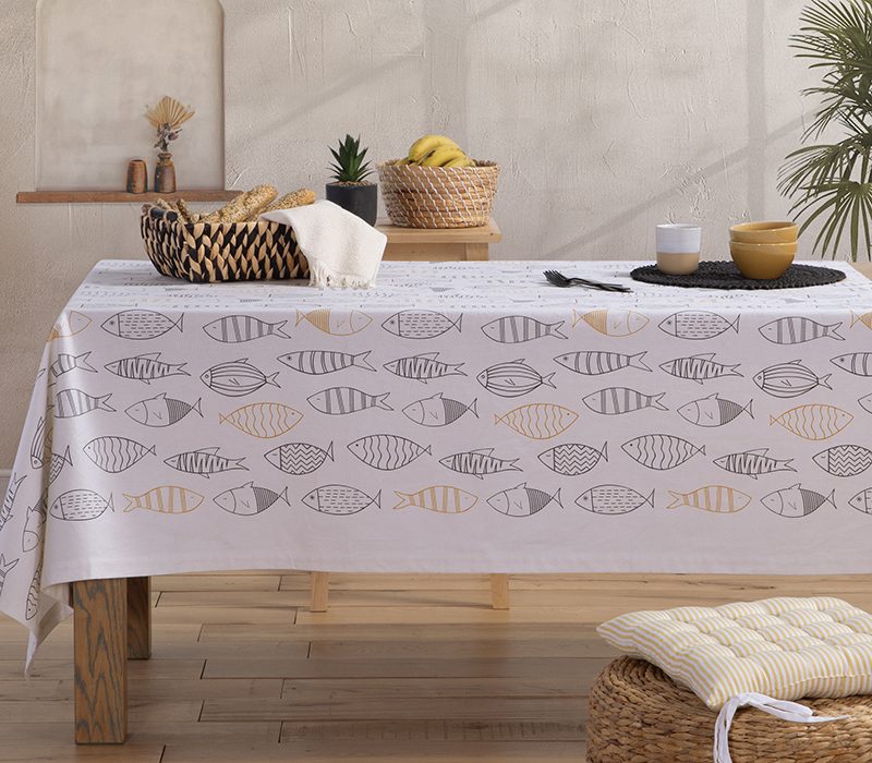 NEF-NEF ΑΛΕΚΙΑΣΤΟ ΤΡΑΠΕΖΟΜΑΝΤΗΛΟ FISH STYLE 140Χ140, 100% BAMBAKI
