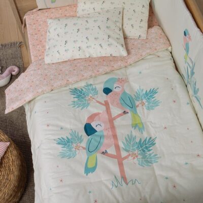 NEF-NEF ΒΡΕΦΙΚΟ ΚΟΥΒΕΡΛΙ PARADISE BIRDS 110Χ140, ΥΦΑΣΜΑ:100%BAMBAKI ΕΣΩΤ:100%ΠΟΛΥΕΣΤΕΡΑΣ - Image 2