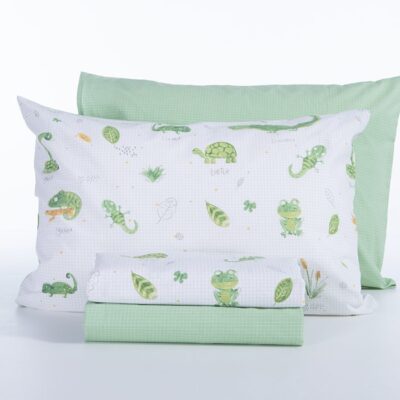 NEF-NEF ΠΑΙΔΙΚΑ ΣΕΤ ΣΕΝΤΟΝΙΑ ΜΟΝΑ CUTE REPTILES 170X260 NEF-NEF HOMEWARE, 100% BAMBAKI - Image 2
