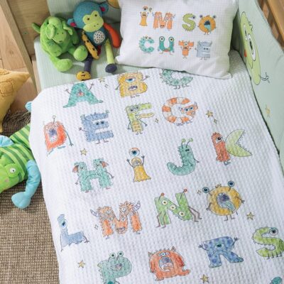 NEF-NEF ΒΡΕΦΙΚΗ ΚΟΥΒΕΡΤΑ ΠΙΚΕ AΓΚΑΛΙΑΣ ALPHABET MONSTER 80X110 NEF-NEF HOMEWARE, 100% BAMBAKI