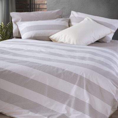 NEF-NEF ΣΕΤ ΣΕΝΤΟΝΙΑ ΒΑΜΒΑΚΕΡΑ ΥΠΕΡΔΙΠΛΑ CASUAL STRIPE ΜΕ ΛΑΣΤΙΧΟ  NEF-NEF HOMEWARE, 100% ΒΑΜΒΑΚΙ - Image 3
