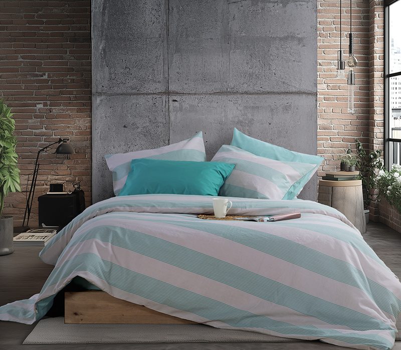 NEF-NEF ΣΕΤ ΣΕΝΤΟΝΙΑ ΒΑΜΒΑΚΕΡΑ KING SIZE ΜΕ ΛΑΣΤΙΧΟ CASUAL STRIPE NEF-NEF HOMEWARE, 100% ΒΑΜΒΑΚΙ