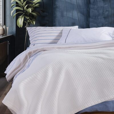 NEF-NEF ΚΟΥΒΕΡΤΑ ΠΙΚΕ ΥΠΕΡΔΙΠΛΗ NAUTICA - NAU NAVY 230X240 NEF-NEF HOMEWARE, 100% ΒΑΜΒΑΚΙ - Image 2