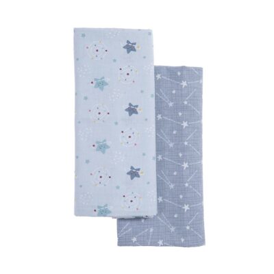NEF-NEF ΒΡΕΦΙΚΑ ΣΕΤ ΣΕΝΤΟΝΙΑ ΛΙΚΝΟΥ 2ΤΜΧ EXPLORE THE UNIVERSE  NEF-NEF HOMEWARE, 100% ΒΑΜΒΑΚΙ - L.BLUE