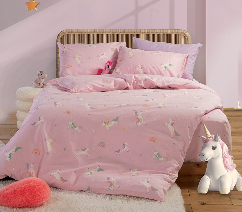 ΠΑΙΔΙΚΗ ΣΕΤ ΠΑΠΛΩΜΑΤΟΘΗΚΗ ΜΟΝΗ UNICORNS STYLE 160Χ240 NEF-NEF HOMEWARE, 100% ΒΑΜΒΑΚΙ