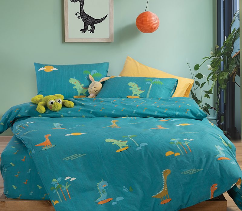 ΠΑΙΔΙΚΑ ΣΕΤ ΣΕΝΤΟΝΙΑ ΜΟΝΑ DINOS ON WHEELS 170Χ260 NEF-NEF HOMEWARE, 100% ΒΑΜΒΑΚΙ - Image 4