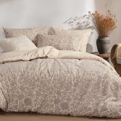 ΣΕΤ ΣΕΝΤΟΝΙΑ ΥΠΕΡΔΙΠΛΑ ΜΕ ΛΑΣΤΙΧΟ ISSUAL NEF-NEF HOMEWARE, 100% ΒΑΜΒΑΚΙ - GREY