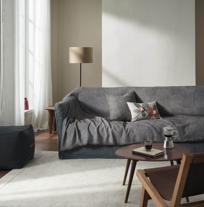 Ριχτάρι Διθέσιου 180x250cm GOFIS HOME Zephyr Ink Grey 146/15 - Image 6