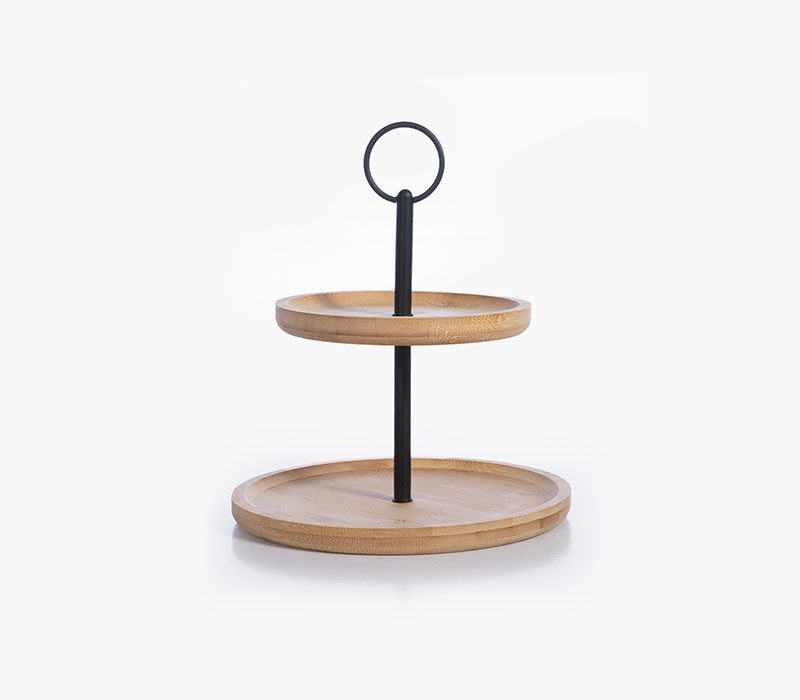 ΔΙΠΛΗ ΒΑΣΗ ΣΕΡΒΙΡΙΣΜΑΤΟΣ ΜΕ ΛΑΒΗ LENDAR NEF-NEF HOMEWARE, BAMBOO-ΜΕΤΑΛΛΟ