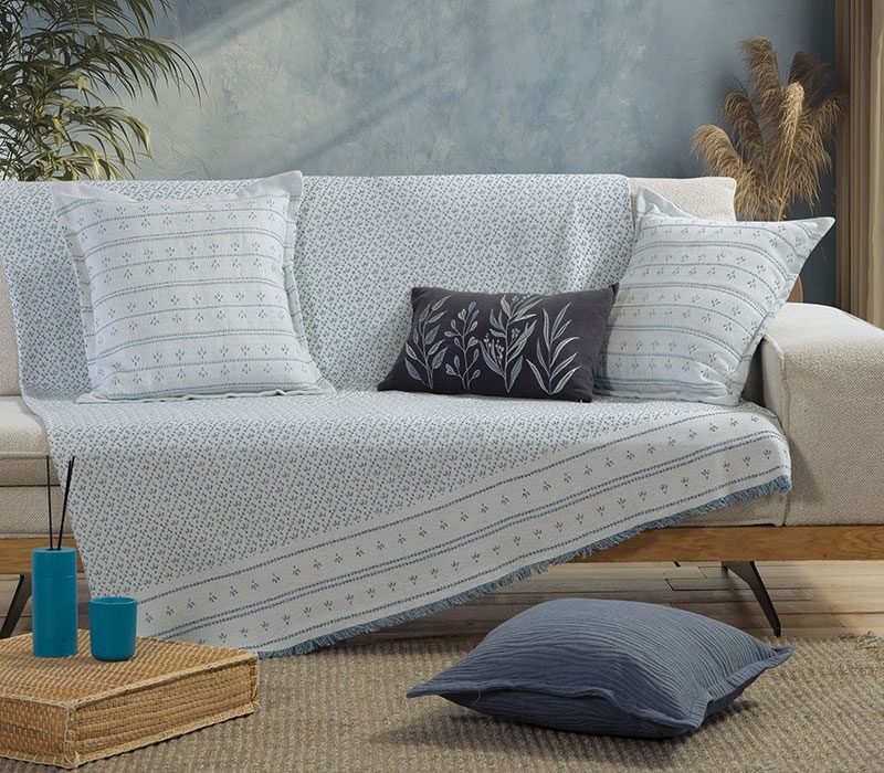 ΡΙΧΤΑΡΙ ΤΡΙΘΕΣΙΟΥ ΚΑΝΑΠΕ ISHMAR BLUE 170X300 NEF-NEF HOMEWARE, 50% BAMB-50% ΠΟΛ