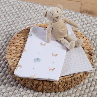 ΒΡΕΦΙΚΑ ΣΕΤ ΣΕΝΤΟΝΙΑ ΛΙΚΝΟΥ 2ΤΜΧ JUNGLE IN MOTION  NEF-NEF HOMEWARE, 100% ΒΑΜΒΑΚΙ - ECRU