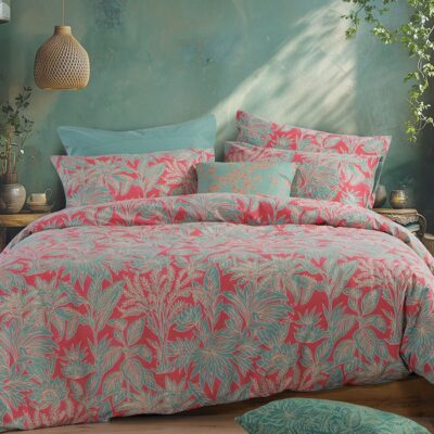 ΣΕΤ ΣΕΝΤΟΝΙΑ ΒΑΜΒΑΚΕΡΑ ΥΠΕΡΔΙΠΛΑ CHARISMA 240Χ270 NEF-NEF HOMEWARE, 100% ΒΑΜΒΑΚΙ - GREEN/CORAL