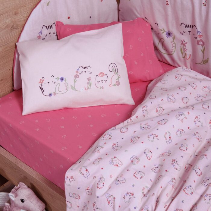 Σετ Σεντόνια Κούνιας Βρεφικά Cats Are Perfect  Nef Nef Homeware, 100% ΒΑΜΒΑΚΙ - Image 2
