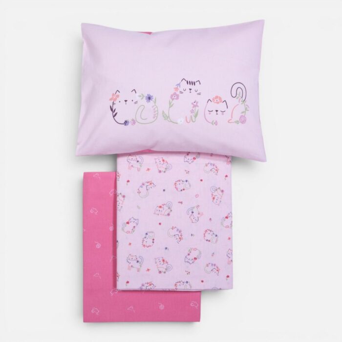 Σετ Σεντόνια Κούνιας Βρεφικά Cats Are Perfect  Nef Nef Homeware, 100% ΒΑΜΒΑΚΙ - Image 3