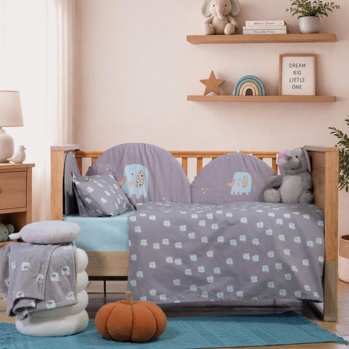 Σετ Σεντόνια Κούνιας Βρεφικά Elephants Nef Nef Homeware, 100% ΒΑΜΒΑΚΙ