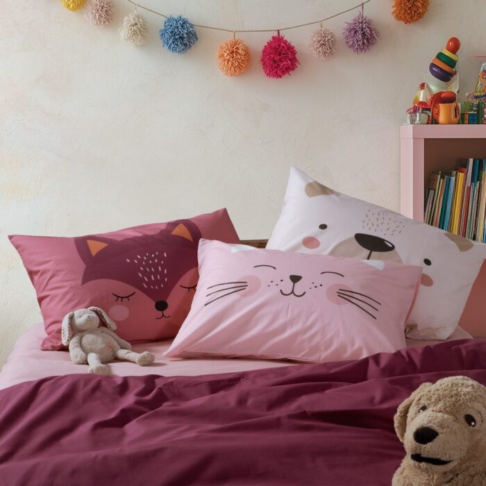 Μαξιλαροθήκη Happy Cat  Nef Nef Homeware, 100% BAMBAKI - Image 2