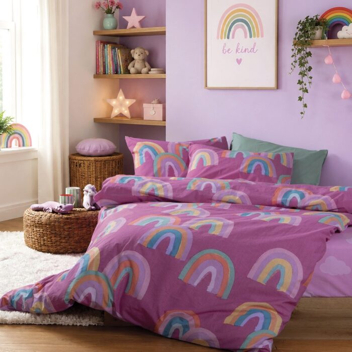 Σετ Σεντόνια Παιδικά Μονά Raibow Mood 170x260 Nef Nef Homeware, 100% BAMBAKI