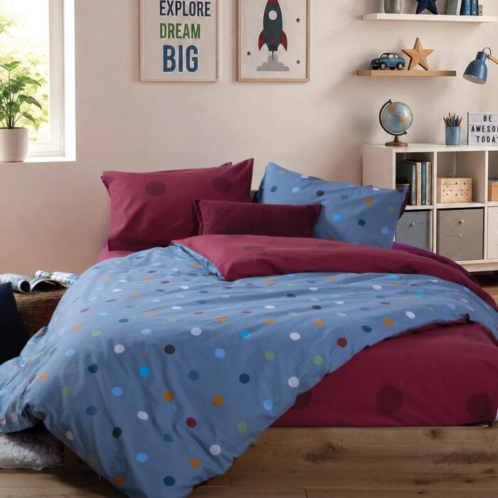 Σετ Σεντόνια Παιδικά Μονά Dots Blue 170x260 Nef Nef Homeware, 100% BAMBAKI