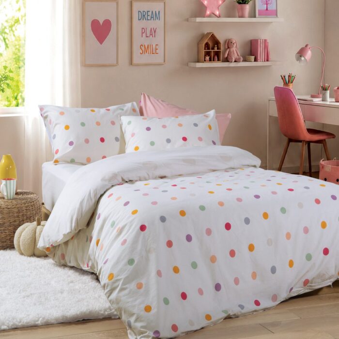 Σετ Σεντόνια Παιδικά Μονά με Λάστιχο Dots Ecru 170x260 Nef Nef Homeware, 100% BAMBAKI