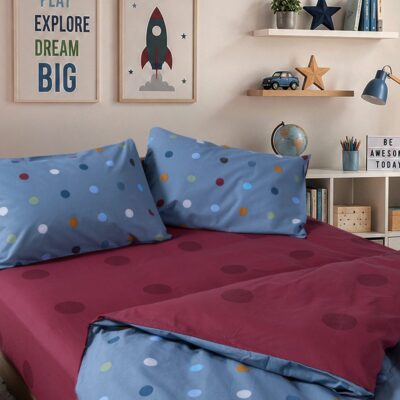 Σετ Σεντόνια Παιδικά Μονά με Λάστιχο Dots Blue 170x260 Nef Nef Homeware, 100% BAMBAKI - Image 2