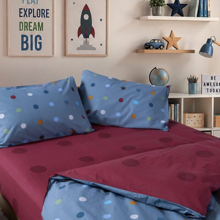 Σετ Σεντόνια Παιδικά Μονά με Λάστιχο Dots Blue 170x260 Nef Nef Homeware, 100% BAMBAKI - Image 2