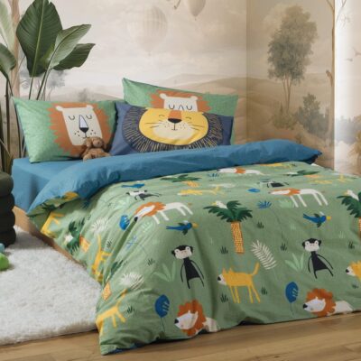 Σετ Παπλωματοθήκη Παιδική Μονή Jungle Mania 160x240 Nef Nef Homeware, 100% BAMBAKI