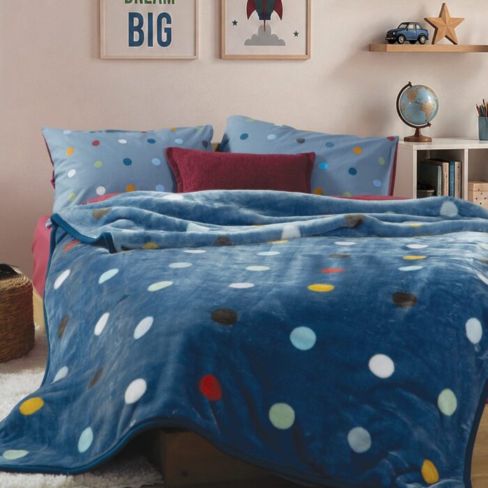 Κουβέρτα Παιδική Dots Blue 160x220 Nef Nef Homeware, 100% ΠΟΛΥΕΣΤΕΡΑΣ