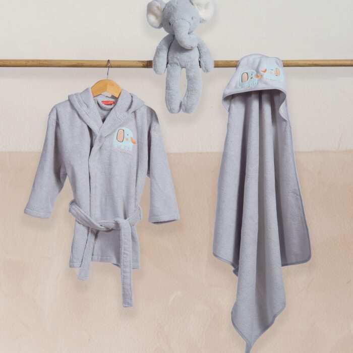 Μπουρνούζι Βρεφικό Elephants Nef Nef Homeware, 100% ΒΑΜΒΑΚΙ - Image 2